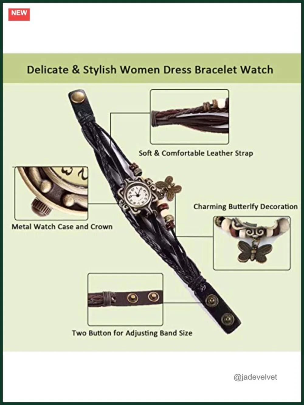 Bohemian Wrap Bracelet Watch PU Leather Adjustable Quartz Wristwatch
